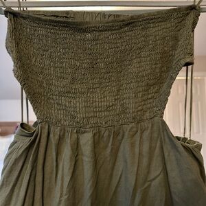 Zara Strapless Olive Green Dress
